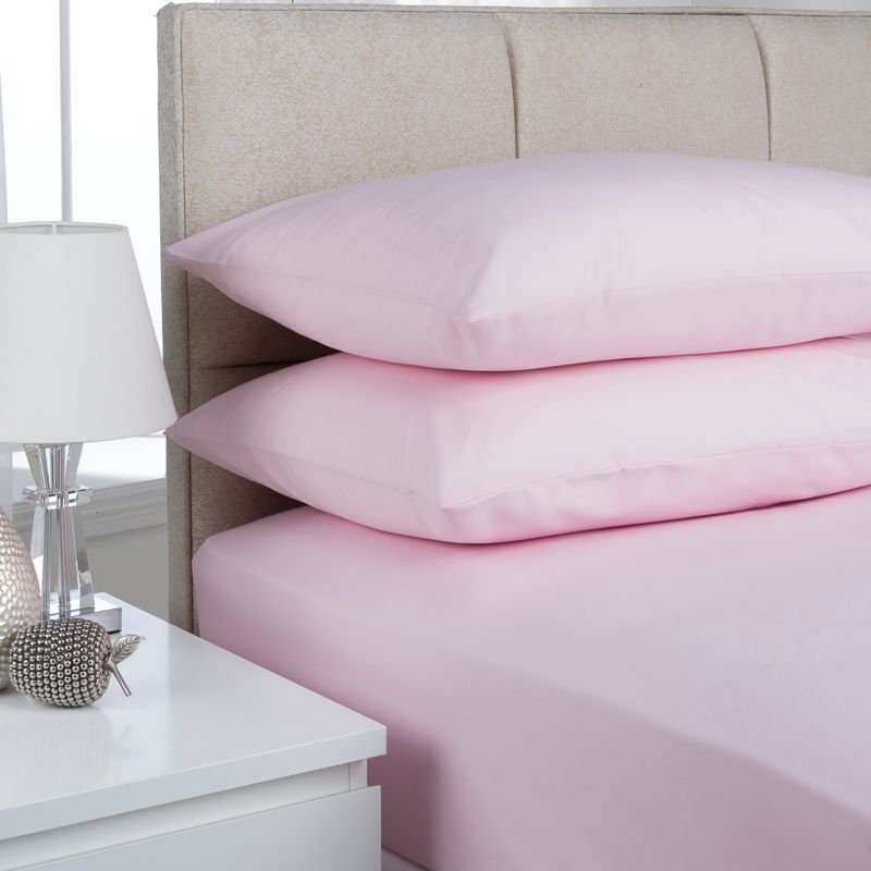 Plain Dyed Double Bed Fitted Sheet Pink